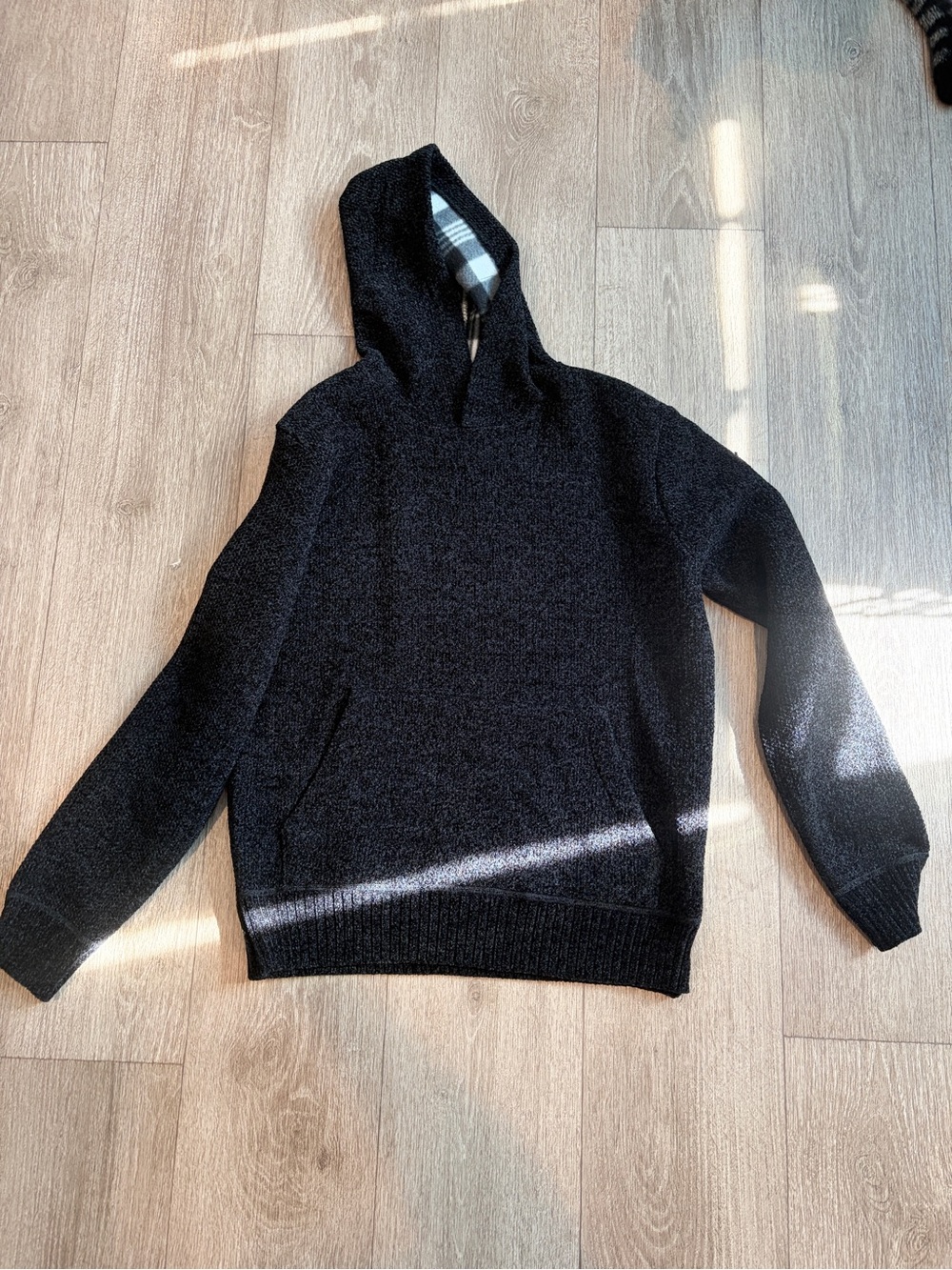 Men's Black Crewneck Hoodie Sweater - Soft Knit